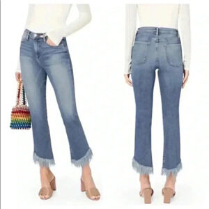 Frame le high straight frayed hem jeans 24